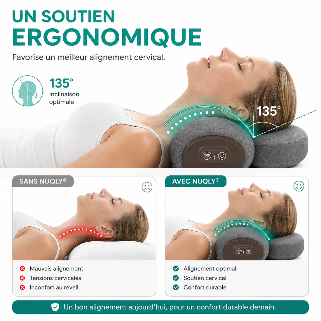 NuqCalm® | Masseur Cervical Chauffant 3-en-1