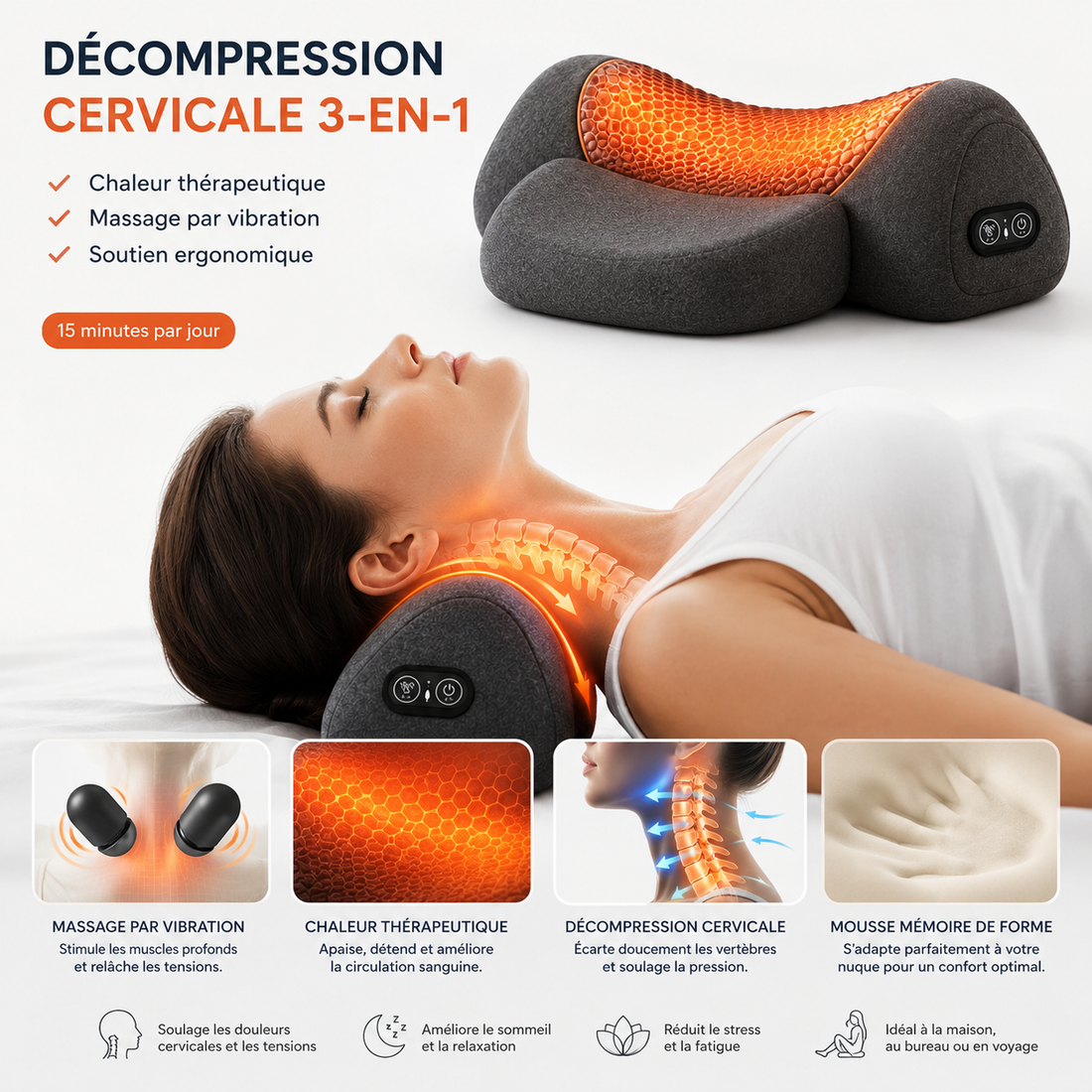 NuqCalm® | Masseur Cervical Chauffant 3-en-1