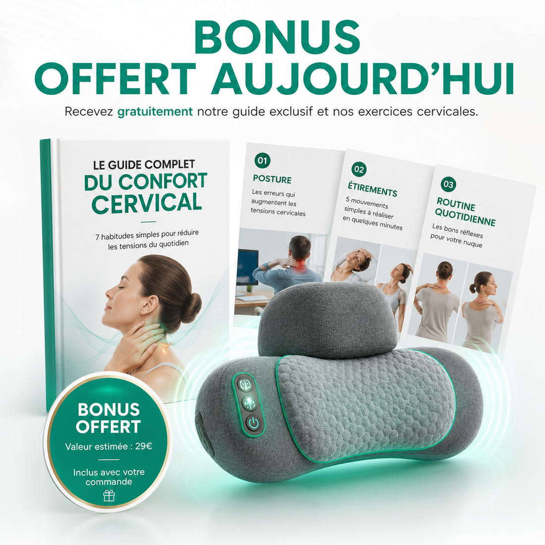 NuqCalm® | Masseur Cervical Chauffant 3-en-1